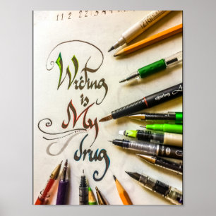 Crazy Writer manifesto Stifte und Stifte Poster