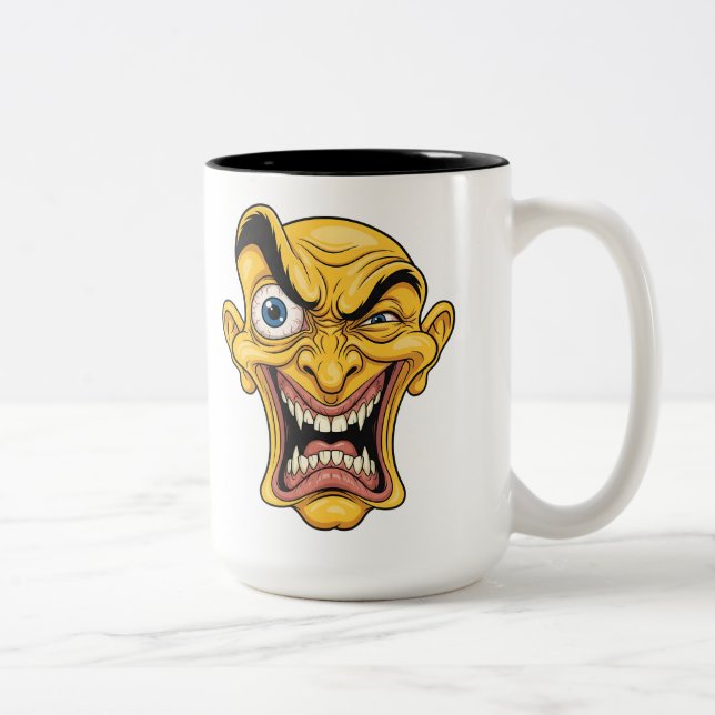 Crazy Yellow Cartoon Face Coffee Tasse - Funny Gif (Rechts)