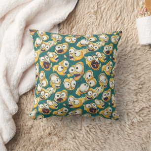 Crazy Yellow Monster Teal Halloween Kissen