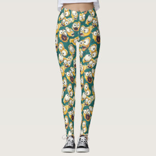 Crazy Yellow Monster Teal Halloween Leggings