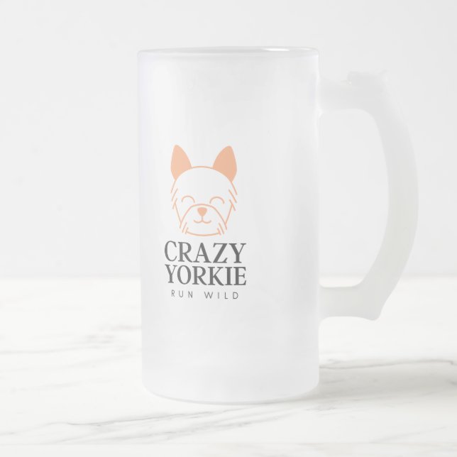 Crazy Yorkie Custom Mattiert Beer Tasse (Rechts)