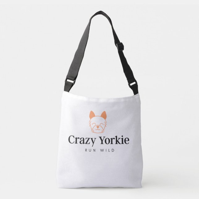 Crazy Yorkie Premium Canvas Bag Tragetaschen Mit Langen Trägern (Vorderseite)