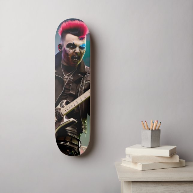 Crazy Zombie Gitarrist Skateboard (Wandkunst)