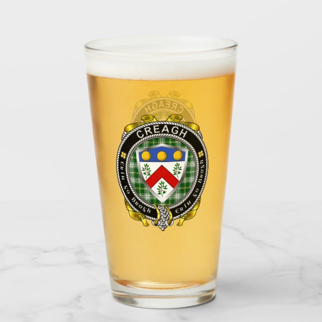 Creagh Irish Shield Bierglas Glas (Vorne (Gefüllt))