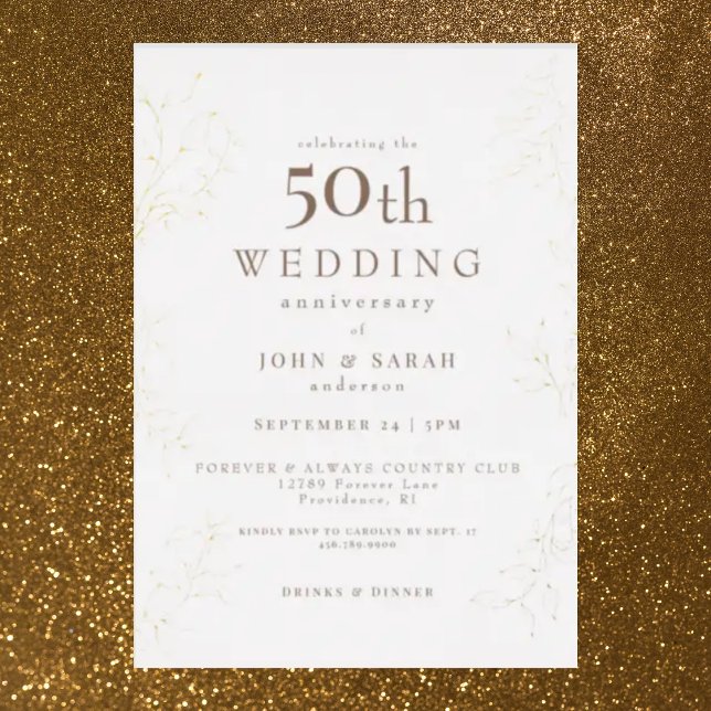Cream 50. Hochzeitstag Gold Folieneinladung (Von Creator hochgeladen)