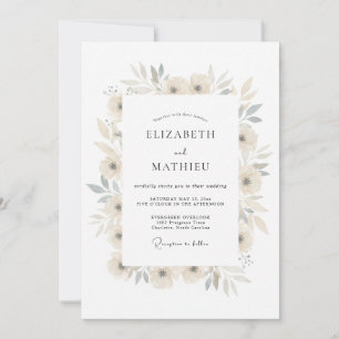 Cream Airy Botanische Hochzeit Einladung