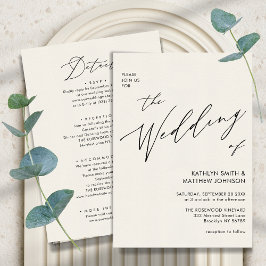 Cream All in one elegante Script Minimalistisch We Einladung