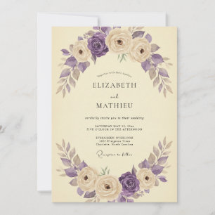 Cream Amethyst Rose Hochzeit Einladung