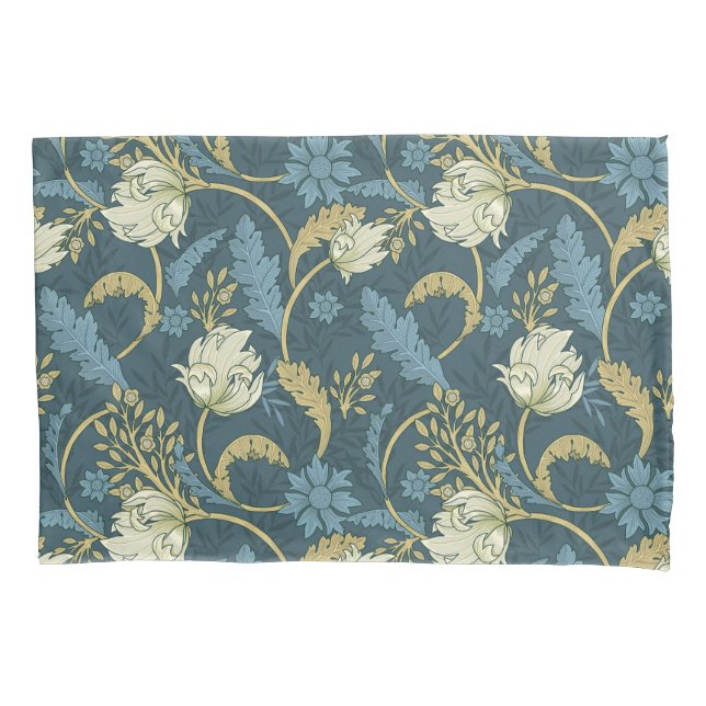 Cream and Blue Floral Art Nouveau  Kissenbezug (Vorderseite)