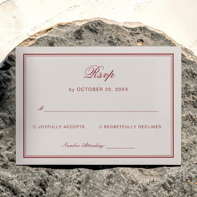 Cream and Burgundy Wedding Response  Begleitkarte (Von Creator hochgeladen)