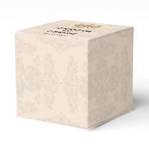 Cream and Gold Damask Wedding Favor Box