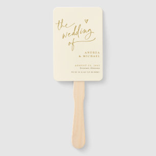 Cream and Gold Fun Wedding Program Fans Fächer