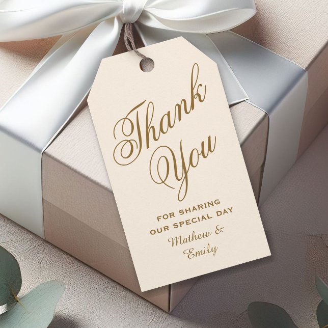 Cream and Gold Personalisiert Danke für Ihre Hochz Geschenkanhänger (Von Creator hochgeladen)