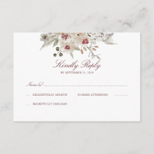 Cream and Marsala Watercolor Wedding RSVP