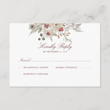 Cream and Marsala Watercolor Wedding RSVP