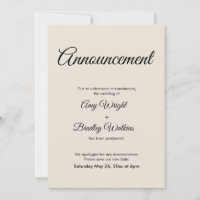 Cream Ankündigung Verspätete Hochzeitskarte