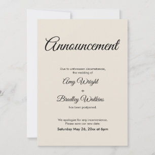 Cream Ankündigung Verspätete Hochzeitskarte
