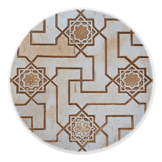 Cream Arabesque Keramikknauf (Vorderseite)