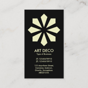 Cream Art Deco Blume Star - Schwarz Visitenkarte