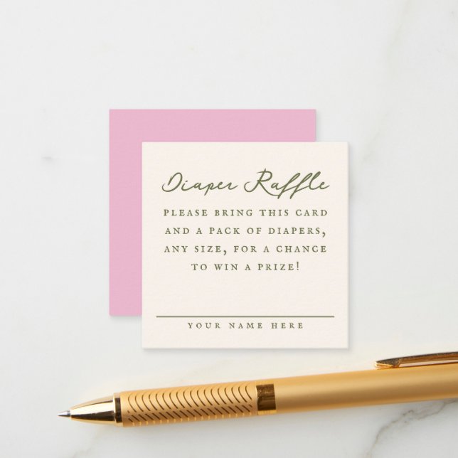 Cream Baby Shower Diaper Raffle Entry Card Begleitkarte (Vorderseite/Rückseite Beispiel)