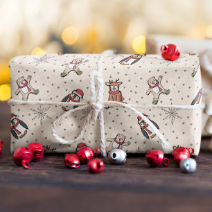Cream Babys Erste Weihnachts Wintertiere Geschenkpapier