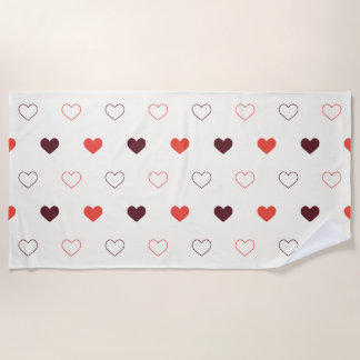 Cream Background with Red & Burgundy Hearts Strandtuch