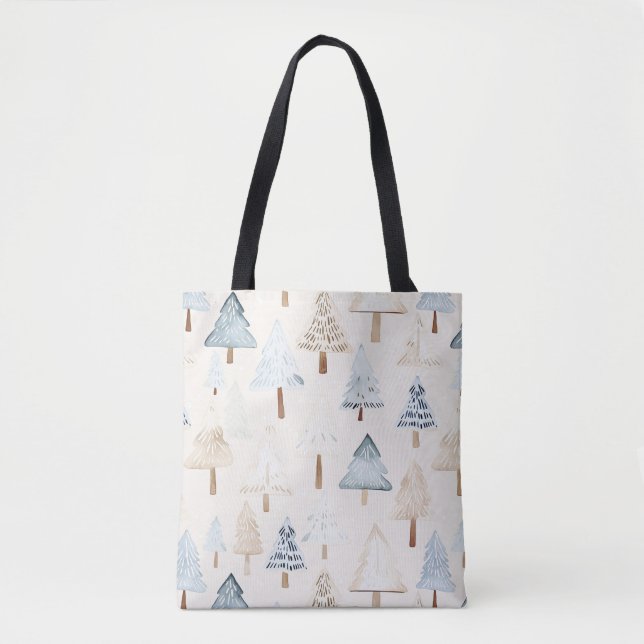 Cream Beige Blue Christmas Trees (Vorderseite)