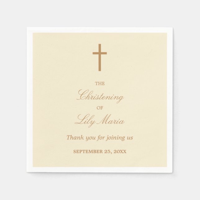 Cream Beige Christening Party Napkins Serviette (Vorderseite)