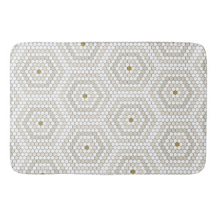 Cream & Beige Hexagon Penny Tile Hex Tile Muster Badematte