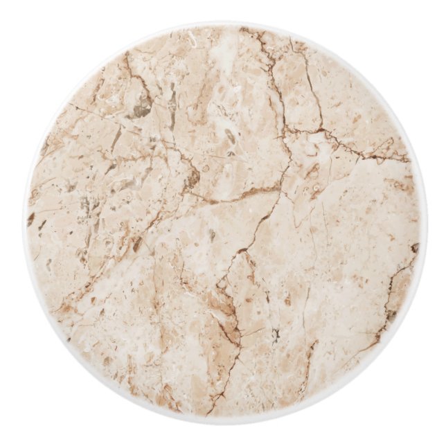 Cream Beige Marbled Keramikknauf (Vorderseite)