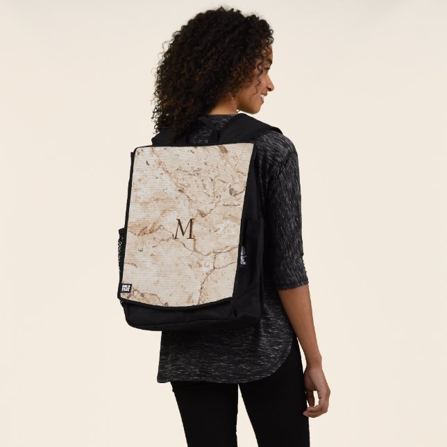 Cream Beige Marbled Rucksack (Ausgewaschen)
