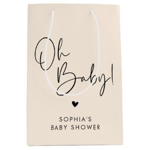Cream Beige Oh Baby Modern Boho Babydusche Mittlere Geschenktüte
