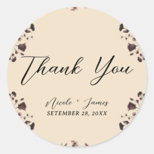 Cream Beige Vintages Shabby Chic Moody Floral Runder Aufkleber