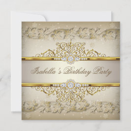Cream Beige White Gold Elegante Geburtstagsparty Einladung