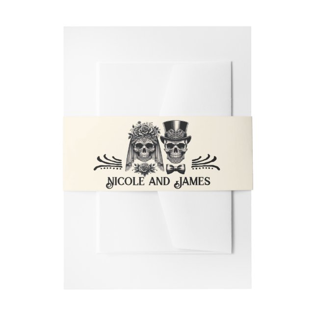 Cream Black & Gold Vintag Skelettheirat Einladungsbanderole (Vorderseite Beispiel)