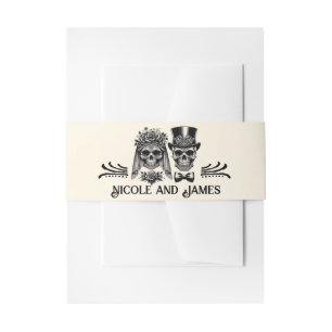 Cream Black & Gold Vintage Skelett Hochzeit Einladungsbanderole