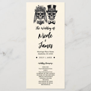 Cream Black & Gold Vintage-Skelett-Hochzeit Programm