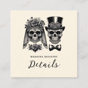 Cream Black & Gold Vintage-Skelett Hochzeit  Quadratische Visitenkarte