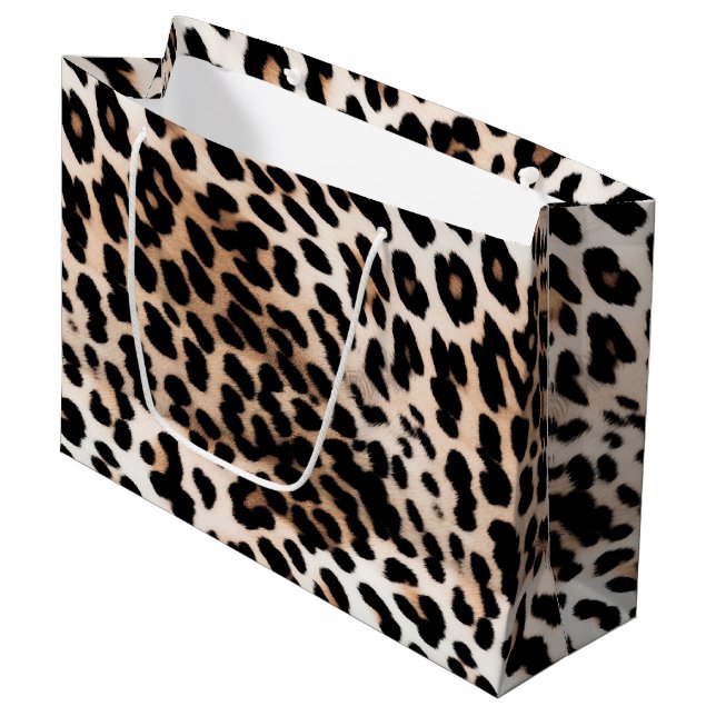 Cream Black Leopard Große Geschenktüte (Vorderseite Schrägansicht)