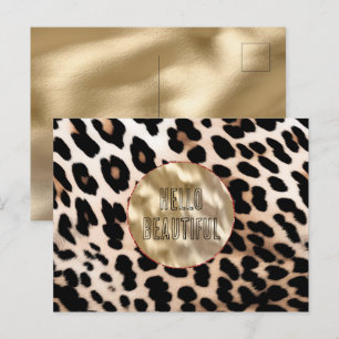 Cream Black Leopard Postkarte