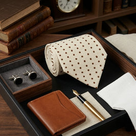 Cream & Black Micro Polka Dot  Krawatte