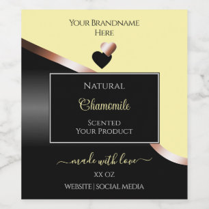 Cream Black Wavy Rose Gold Hearts Produktkennzeich Weinetikett