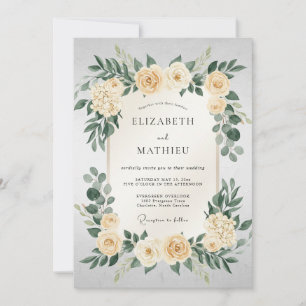 Cream Blossom Flourish Hochzeit Einladung
