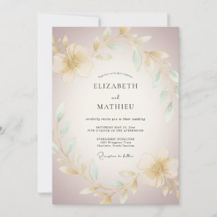 Cream Blossom Romantische Hochzeit Einladung