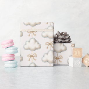 Cream Blue Cloud Nine Babyparty Geschenkpapier