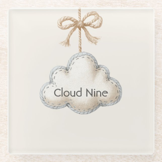 Cream Blue Cloud Nine Glasuntersetzer (Vorderseite)