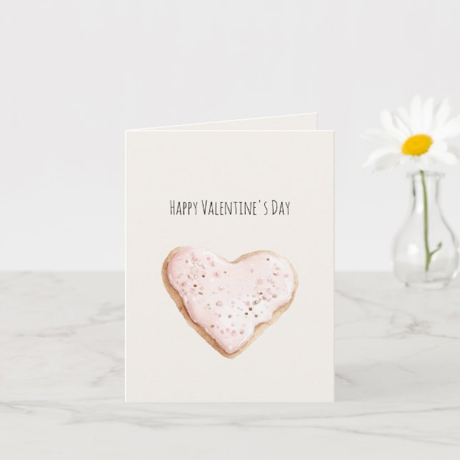 Cream Blush Pink Heart Valentine's Day Karte (Kleine Pflanze)