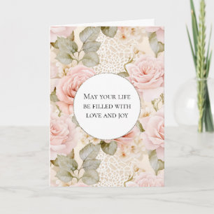 Cream Blush Pink Roses Blumenzehen Karte
