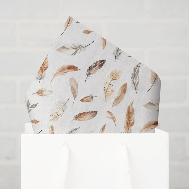 Cream Boho Federn Geburtstag Seidenpapier (Geschenktüte)