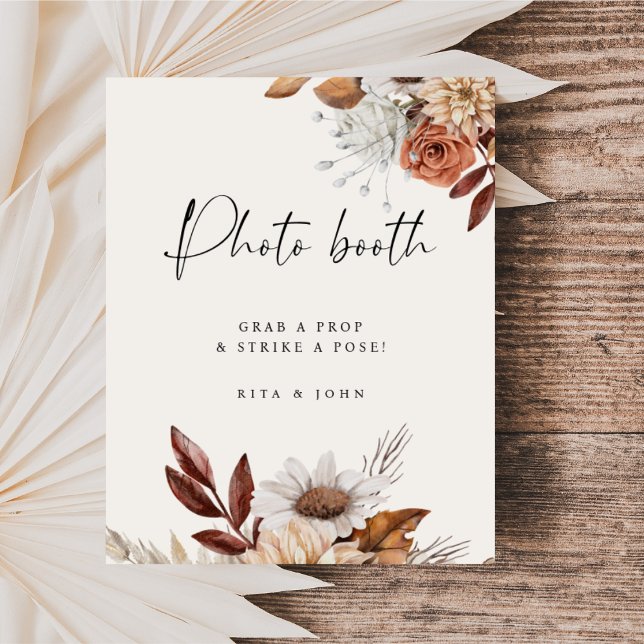 Cream Boho Foto Booth Wedding Sign Poster (Von Creator hochgeladen)